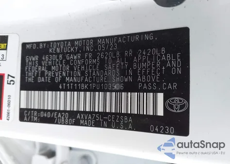 2023 Toyota Camry Se Awd from USA, damaged, VIN 4T1T11BK1PU103506